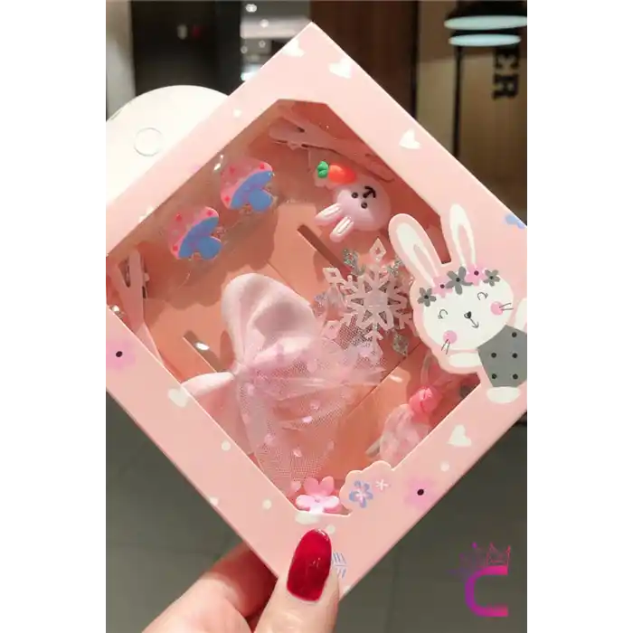 10lu Özel Tasarım Hediyelik Kutulu Bebek Toka Seti - Kız Çocuk Lastik Çıt Çıt Pens Saç Tokası