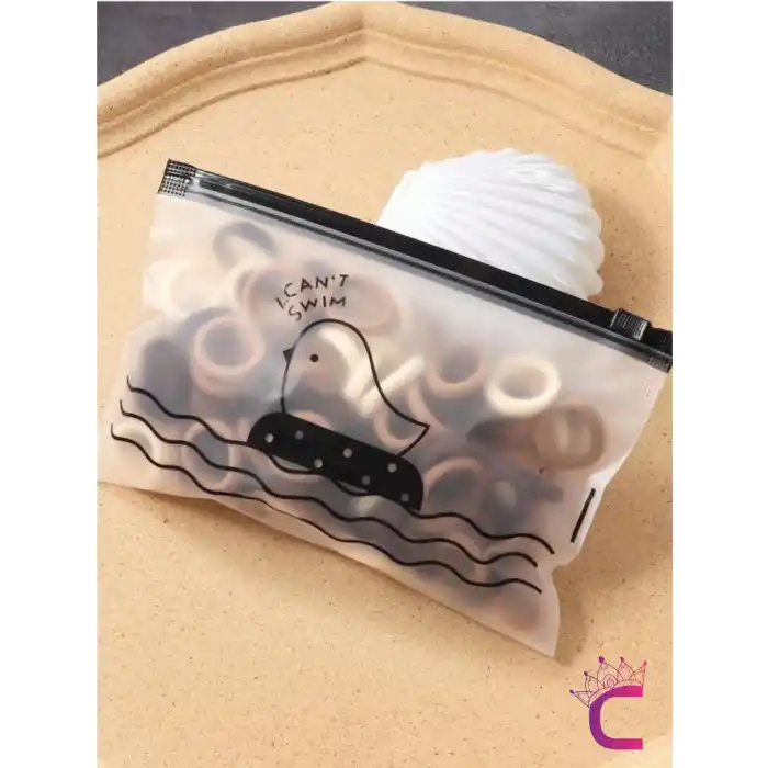 100lü Günlük Kahve Tonlu Çantalı Küçük Lastik Toka Seti - Kız Çocuk Yumuşak Lastikli Saç Tokası