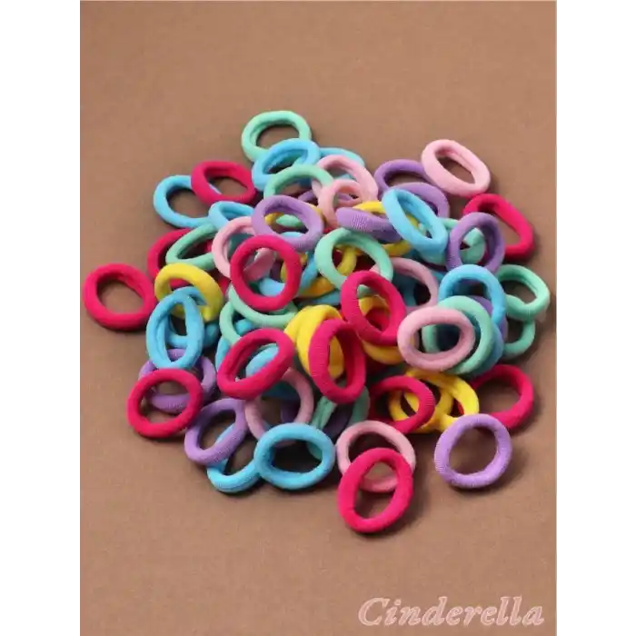 100lü Soft Renkli Çantalı Minik Elastik Lastik Toka Seti - Kadın Çocuk Yumuşak Saç Tokası Model-3