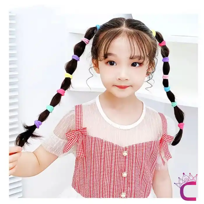 100lü Soft Renkli Çantalı Minik Havlu Lastik Toka Seti - Kadın Çocuk Yumuşak Lastikli Saç Tokası