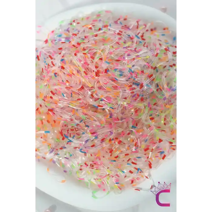 1000li Çantalı Dayanıklı Perma Lastik Toka Seti - Şeffaf Floresan Renkli Saç Lastiği Örgü Tokası