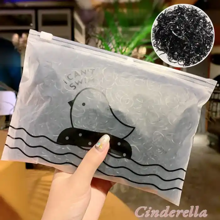 1000li Çantalı Siyah Minik Lastik Toka Seti - Örgü Lastik Saç Tokası