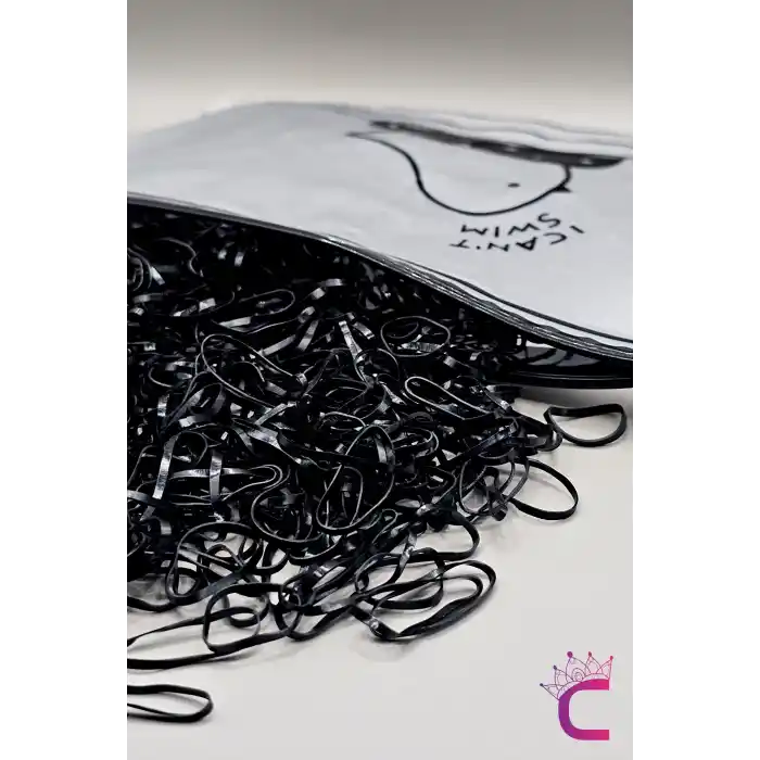 1000li Çantalı Siyah Minik Lastik Toka Seti - Örgü Lastik Saç Tokası