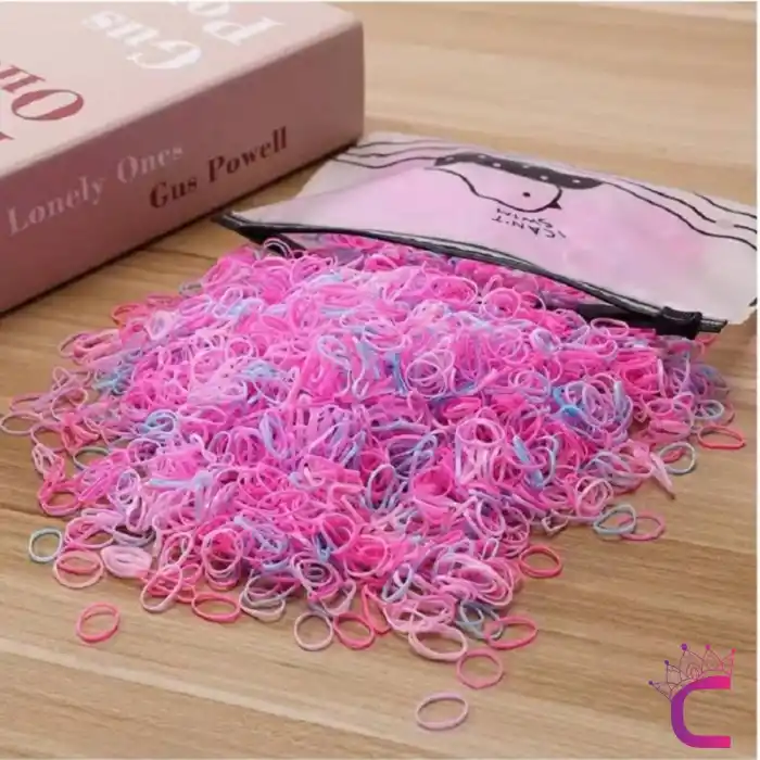 1000li Soft Mat Renkli Kalın Küçük Kız Çocuk Lastik Toka Seti - Elastik Dayanıklı Saç Örgü Lastiği