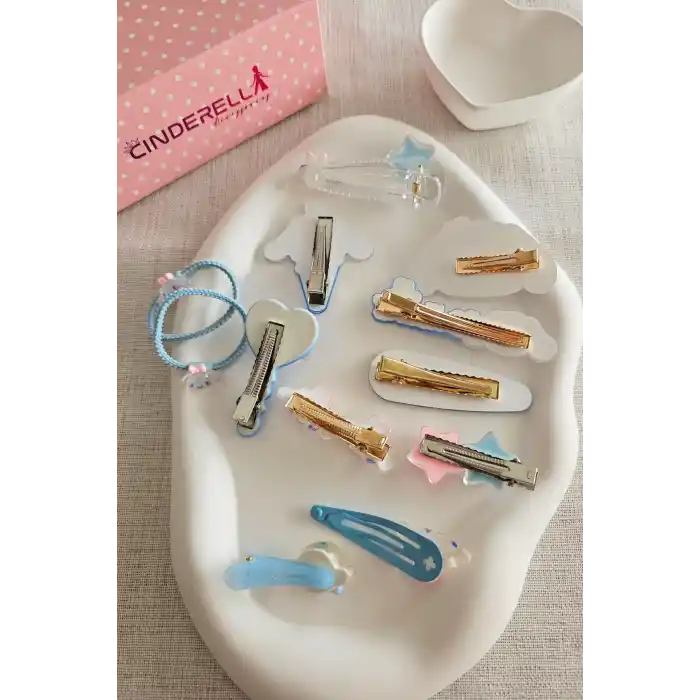 12li Özel Hediyelik Kutulu Cinnamoroll Toka Seti - Kız Çocuk Bebek Saç Tokası Doğum Günü Hediyesi