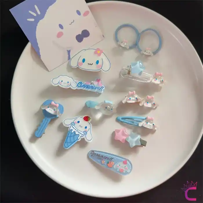 12li Özel Hediyelik Kutulu Cinnamoroll Toka Seti - Kız Çocuk Bebek Saç Tokası Doğum Günü Hediyesi
