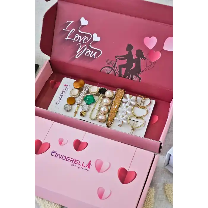 14 Şubat Sevgililer Günü Kutusu Hediyelik Kadın Toka Seti Kız Arkadaşa Sevgiliye Doğum Günü Hediyesi