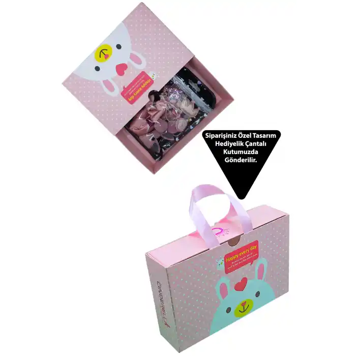 18li Hediyelik Çanta Kutulu Bebek Toka Seti - Kız Çocuk Yıldız Fiyonk Çıtçıt Lastik Pens Saç Tokası
