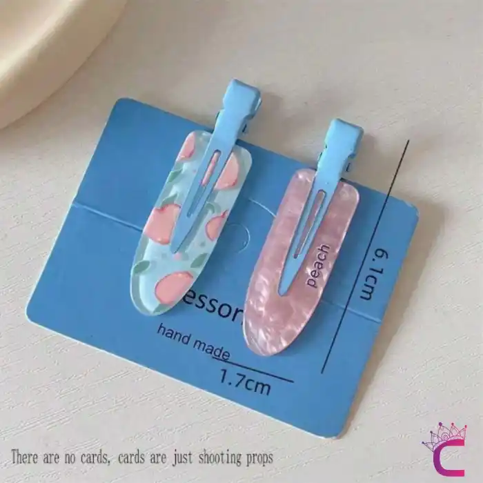 2li Asetat Dayanıklı İz Yapmayan Makyaj Tokası Çizgili Desen - Cilt Bakımı Klips Saç Pens Toka Seti