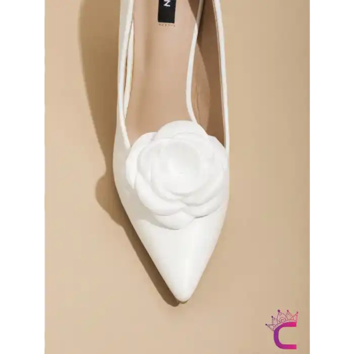 2li Beyaz Gül Çiçekli Çıkarılabilir Klipsli Ayakkabı Süsü - Zarif Yaka Süsü Ayakkabı Charmı Tokası