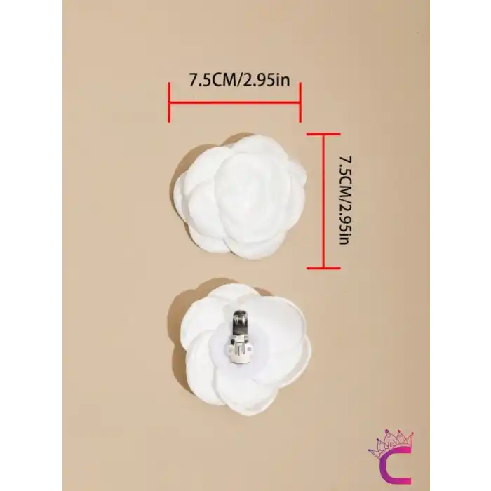 2li Beyaz Gül Çiçekli Çıkarılabilir Klipsli Ayakkabı Süsü - Zarif Yaka Süsü Ayakkabı Charmı Tokası