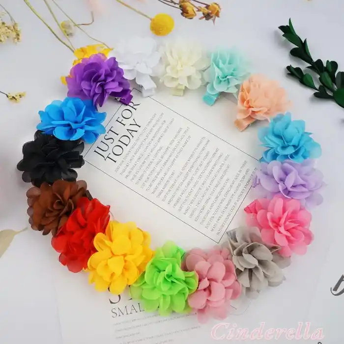 2li Chiffon Flower Kız Çocuk Toka Seti Beyaz - Çiçekli Kız Bebek Çocuk Saç Tokası Klips Pens Toka