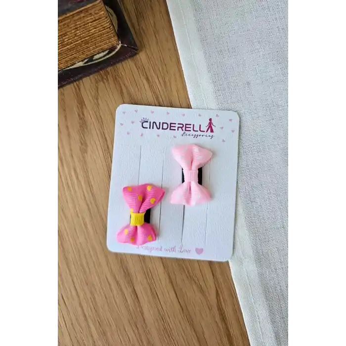 2li Fiyonklu Kurdele Saçsız Bebek Tokası - Az Saçlı Kız Bebek Toka Seti Çıtçıtlı Yenidoğan Tokası