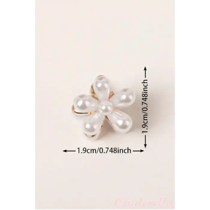 2li İnci Çiçek Tasarımlı Metal Saç Pençe Klips Seti - Doğum Günü ve Düğün için Saç Aksesuarı Tokası