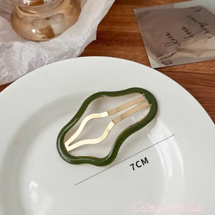 2li Büyük Boy Kadın Moda Çıtçıtlı Metal Yan Saç Tokası 7cm Yeşil - Yeni Sezon Yan Çıt Çıt Toka