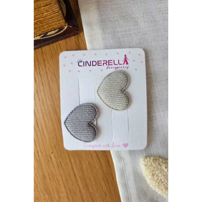 2li Kalpli Saçsız Bebek Tokası 3.5 cm - Az Saçlı Kız Bebek Toka Seti Çıtçıtlı Yenidoğan Tokası