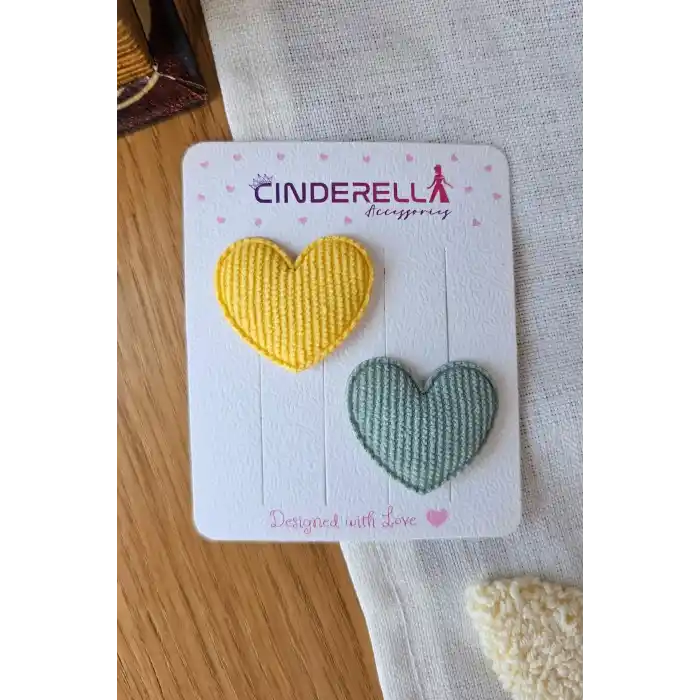 2li Kalpli Saçsız Bebek Tokası 3.5 cm - Az Saçlı Kız Bebek Toka Seti Çıtçıtlı Yenidoğan Tokası