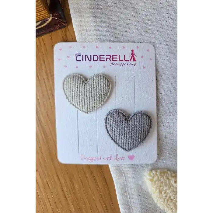 2li Kalpli Saçsız Bebek Tokası 3.5 cm - Az Saçlı Kız Bebek Toka Seti Çıtçıtlı Yenidoğan Tokası