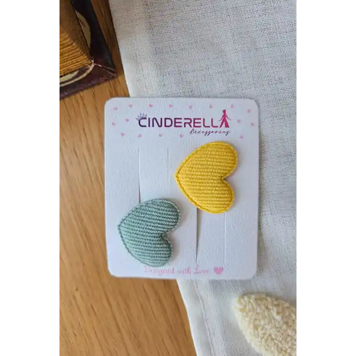 2li Kalpli Saçsız Bebek Tokası 3.5 cm - Az Saçlı Kız Bebek Toka Seti Çıtçıtlı Yenidoğan Tokası