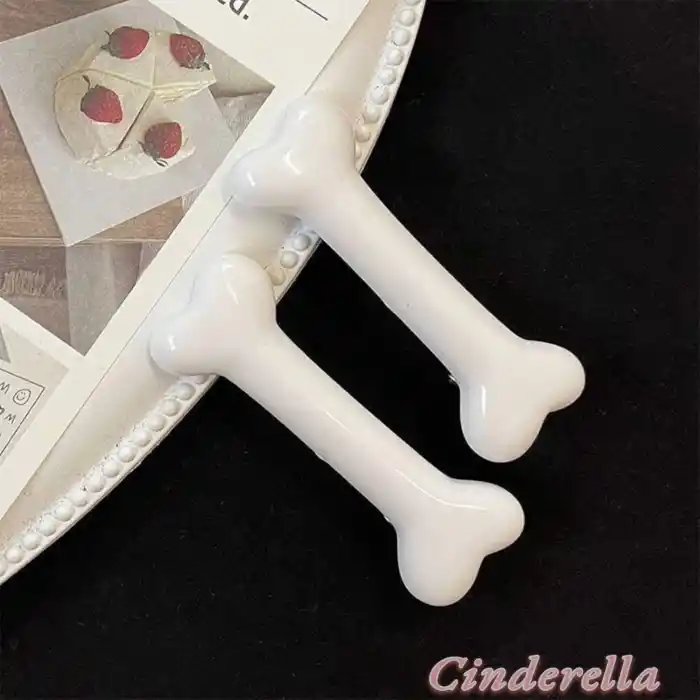 2li Kemik Şeklinde Sevimli Pens Saç Tokası - Anime Dekor Yaratıcı Parti Saç Aksesuarı