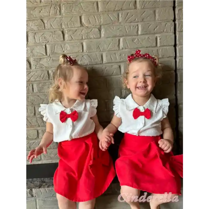 2li Kız Çocuk Fiyonk Pens Toka Seti Kırmızı Tonlu - Kurdele Fiyonklu Klips Saç Tokası Model-1