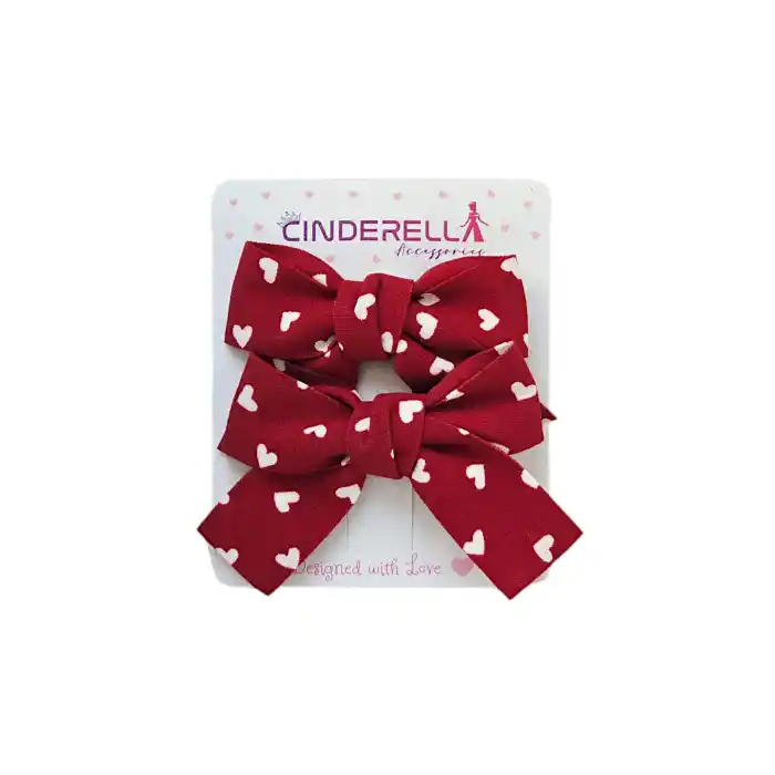 2li Kız Çocuk Fiyonk Pens Toka Seti Kırmızı Tonlu - Kurdele Fiyonklu Klips Saç Tokası Model-1