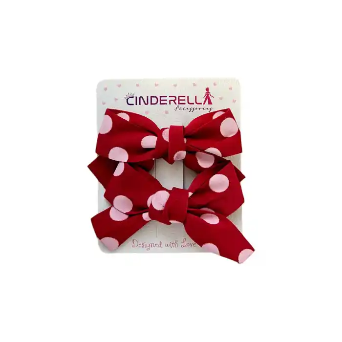 2li Kız Çocuk Fiyonk Pens Toka Seti Kırmızı Tonlu - Kurdele Fiyonklu Klips Saç Tokası Model-3