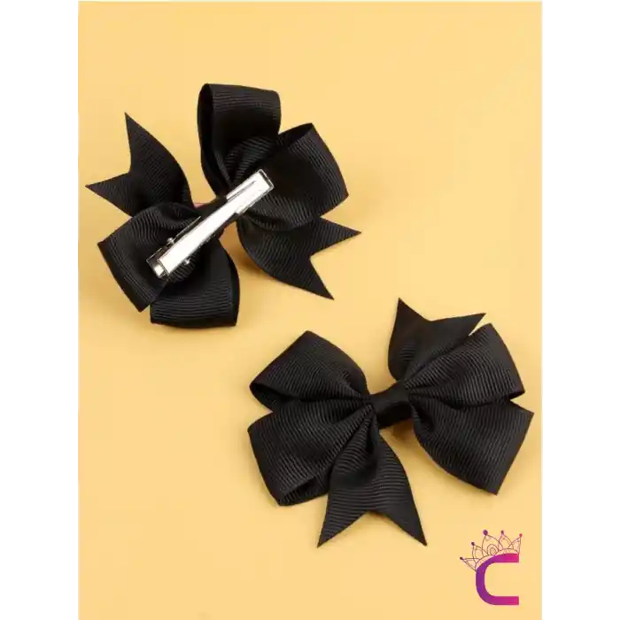 2li Kız Çocuk Grogren Saten Fiyonk Toka Seti Açık Pembe - Fiyonklu Kurdele Klips Pens Saç Tokası