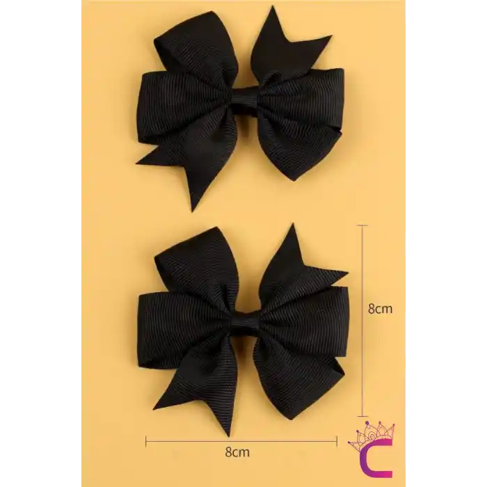 2li Kız Çocuk Grogren Saten Fiyonk Toka Seti Karpuz Kırmızı - Fiyonklu Kurdele Pens Saç Tokası