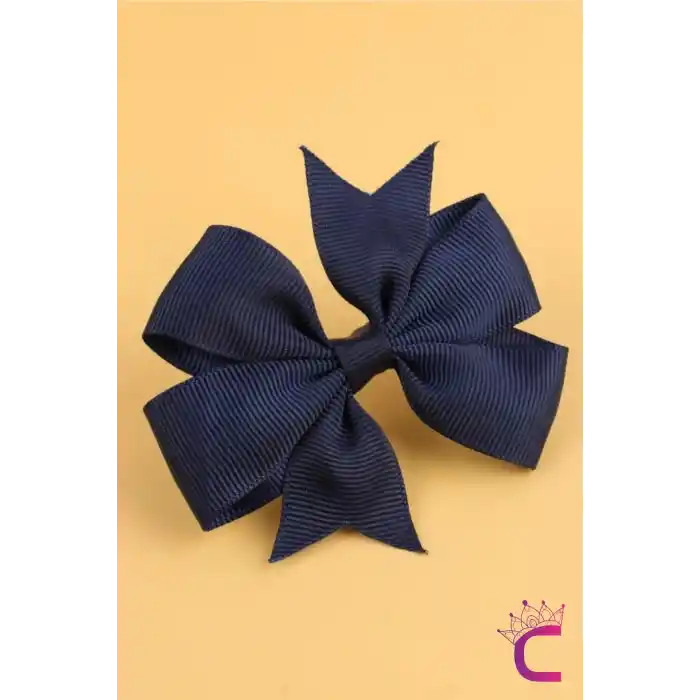 2li Kız Çocuk Grogren Saten Fiyonk Toka Seti Lacivert - Fiyonklu Kurdele Klips Pens Saç Tokası