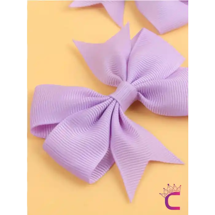 2li Kız Çocuk Grogren Saten Fiyonk Toka Seti Lila Renk - Fiyonklu Kurdele Klips Pens Saç Tokası