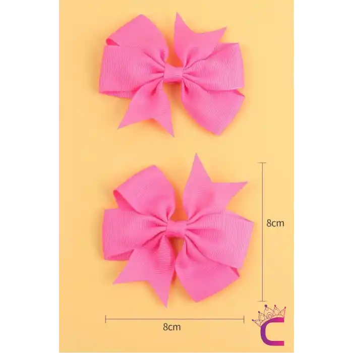 2li Kız Çocuk Grogren Saten Fiyonk Toka Seti Pembe - Fiyonklu Kurdele Klips Pens Saç Tokası