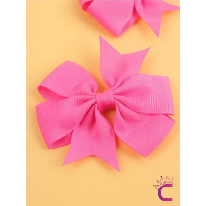 2li Kız Çocuk Grogren Saten Fiyonk Toka Seti Pembe - Fiyonklu Kurdele Klips Pens Saç Tokası