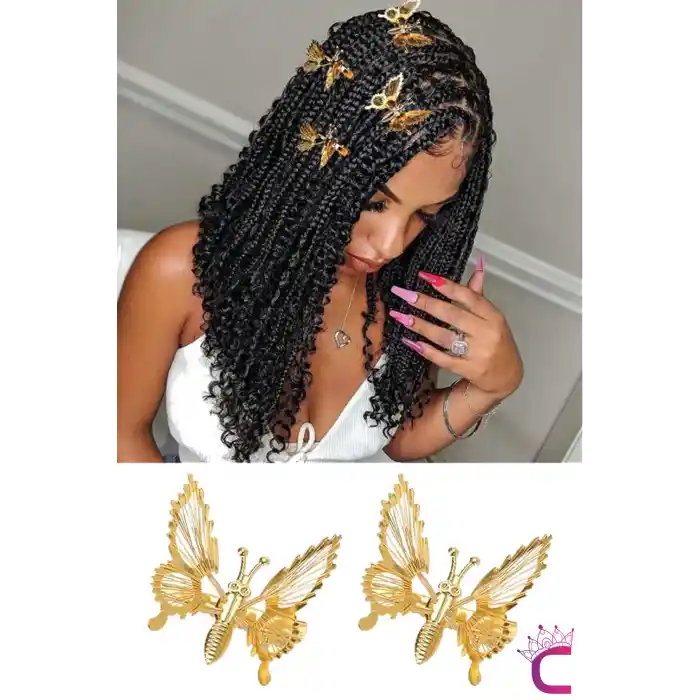 2li Retro Sallanan Kelebek Toka Metal Gold Gümüş - Hareketli Kanatlı Çocuk Kelebekli Saç Tokası