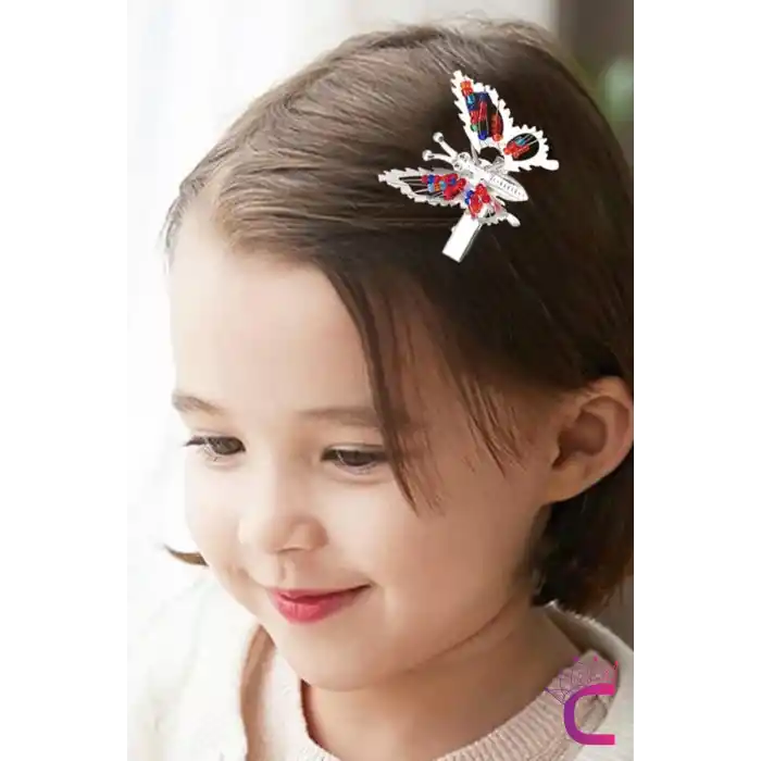 2li Retro Sallanan Metal Kelebek Toka Boncuklu Gold Gümüş - Hareketli Kanatlı Kelebekli Saç Tokası