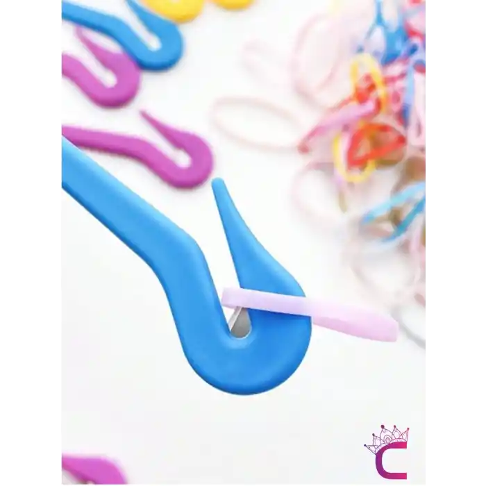 2li Saç Örgü Lastiği Kesici Pembe Mor Renkli - Zarar Vermeyen Lastikli Saç Tokası Kesme Aparatı