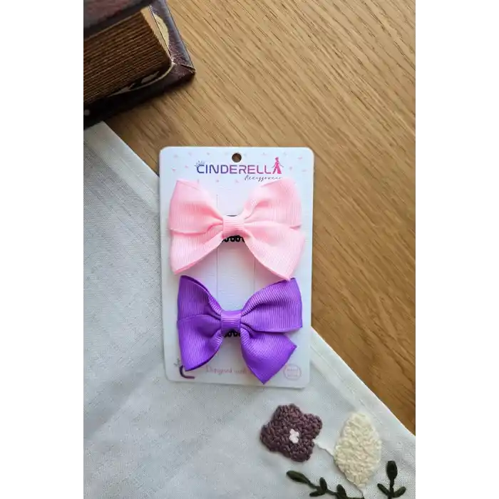 2li Saten Fiyonk Saçsız Bebek Tokası 7cm - Grogren Kurdeleli Kız Bebek Az Saçlı Yenidoğan Toka Seti