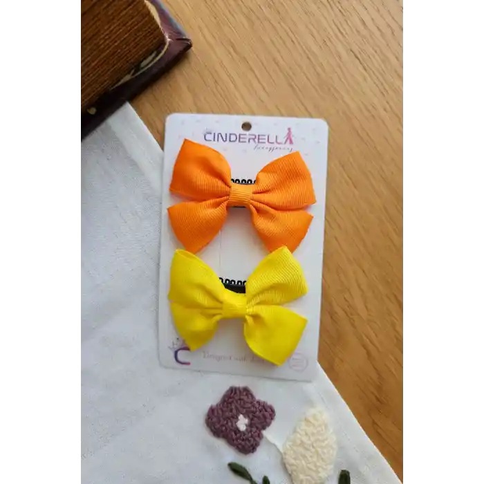 2li Saten Fiyonk Saçsız Bebek Tokası 7cm - Grogren Kurdeleli Kız Bebek Az Saçlı Yenidoğan Toka Seti