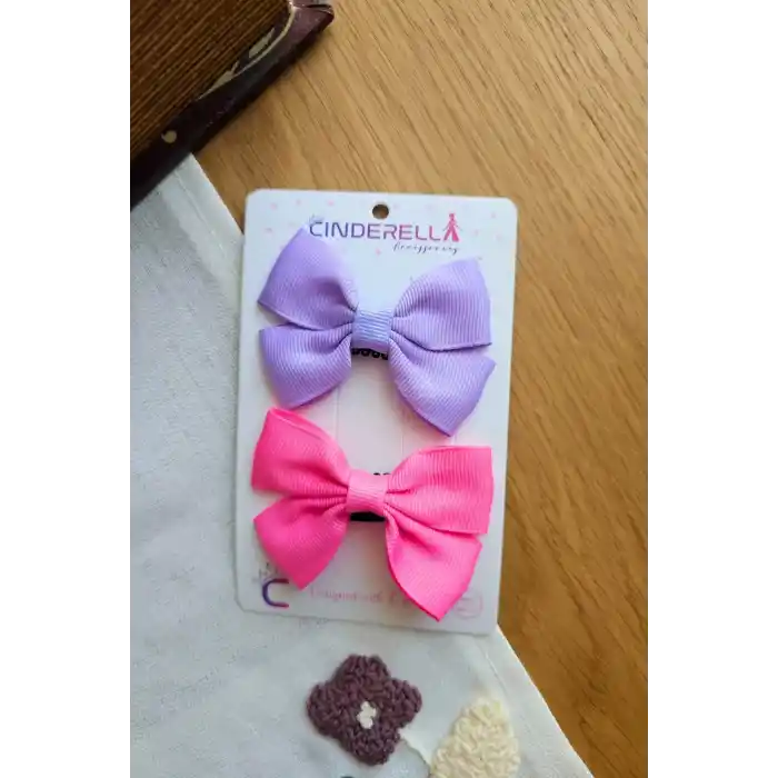 2li Saten Fiyonk Saçsız Bebek Tokası 7cm - Grogren Kurdeleli Kız Bebek Az Saçlı Yenidoğan Toka Seti