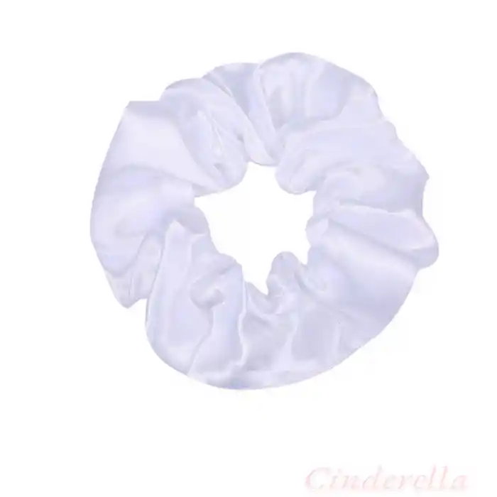 2li Saten Kahve & Beyaz Orta Boy Scrunchie Simit Toka - Renkli Lastikli Saç Topuz Tokası