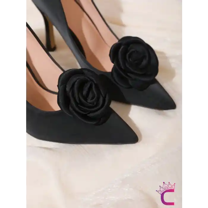 2li Siyah Gül Çiçekli Çıkarılabilir Klipsli Ayakkabı Süsü - Zarif Yaka Süsü Ayakkabı Charmı Tokası
