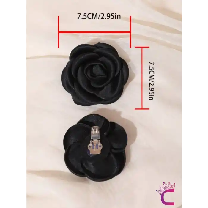 2li Siyah Gül Çiçekli Çıkarılabilir Klipsli Ayakkabı Süsü - Zarif Yaka Süsü Ayakkabı Charmı Tokası