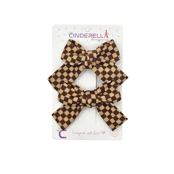 2li Soft Bej Kahve Tonlu Kız Çocuk Fiyonk Toka Seti - Tarz Fiyonklu Kurdele Pens Bebek Saç Tokası