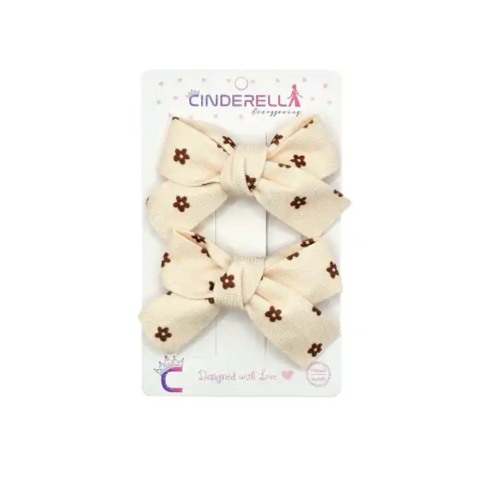 2li Soft Bej Kahve Tonlu Kız Çocuk Fiyonk Toka Seti - Tarz Fiyonklu Kurdele Pens Bebek Saç Tokası