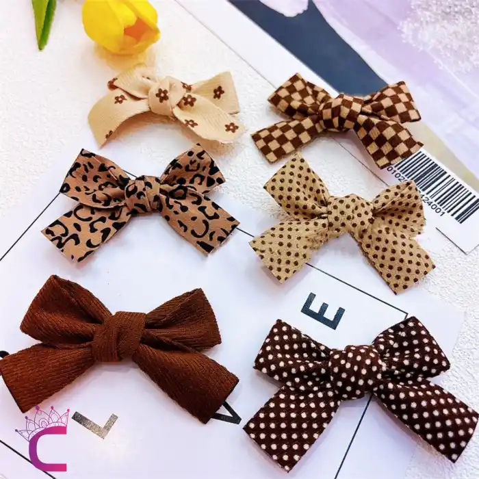 2li Soft Bej Kahve Tonlu Kız Çocuk Fiyonk Toka Seti - Tarz Fiyonklu Kurdele Pens Bebek Saç Tokası