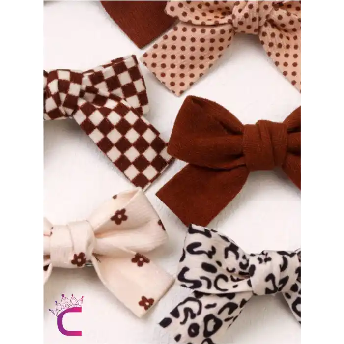 2li Soft Bej Kahve Tonlu Kız Çocuk Fiyonk Toka Seti - Tarz Fiyonklu Kurdele Pens Bebek Saç Tokası
