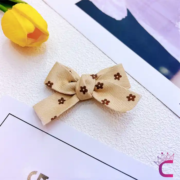 2li Soft Bej Kahve Tonlu Kız Çocuk Fiyonk Toka Seti - Tarz Fiyonklu Kurdele Pens Bebek Saç Tokası