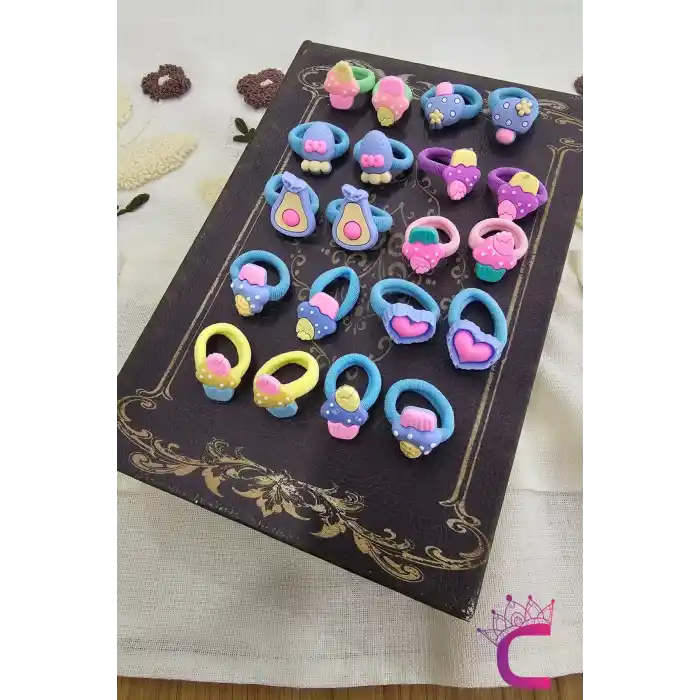 20li Çantalı Yumuşak Acıtmaz Kız Bebek Havlu Lastik Toka Seti - Renkli Çocuk Lastikli Saç Tokası