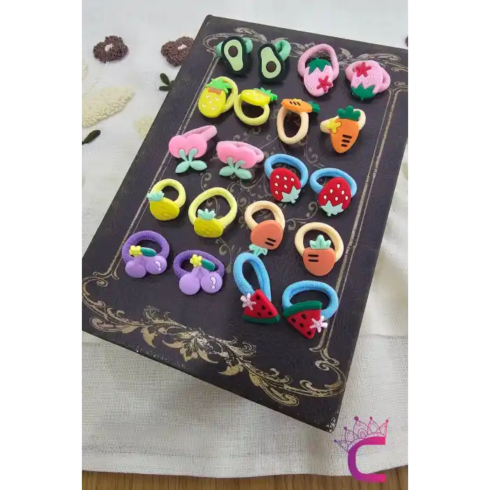 20li Çantalı Yumuşak Acıtmaz Kız Bebek Havlu Lastik Toka Seti - Renkli Çocuk Lastikli Saç Tokası