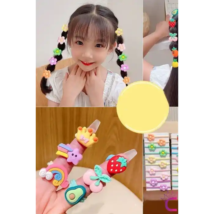 20li Çantalı Yumuşak Acıtmaz Kız Bebek Havlu Lastik Toka Seti - Renkli Çocuk Lastikli Saç Tokası